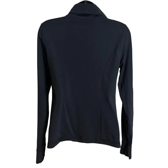 Lucy Women Small Black Zip Up Jacket Yoga Asymmetrical Drape Collar Athleisure - Picture 5 of 8